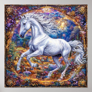 🐎 Cartoon Horse Ornate Frame Elegant Vintage  Poster