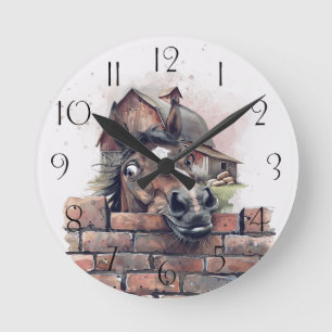 Cartoon Horse Round Clock