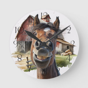Cartoon Horse Round Clock