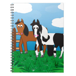Cartoon horse spiral notebook