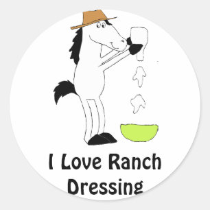 Cartoon Horse With Ranch Dressing Classic Round Sticker