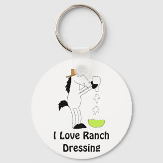 Cartoon Horse With Ranch Dressing Key Ring