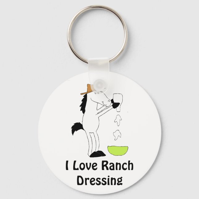 Cartoon Horse With Ranch Dressing Key Ring (Front)