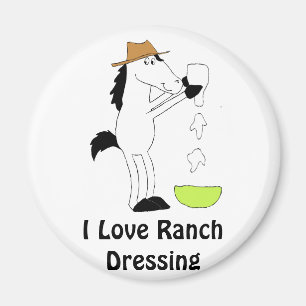 Cartoon Horse With Ranch Dressing Magnet