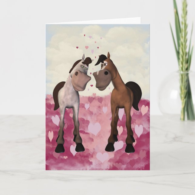 Cartoon Horses Valentine's Card (Front)