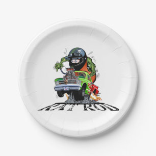 Cartoon hot rod paper plate