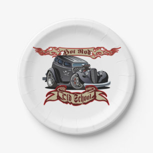 Cartoon hot rod paper plate