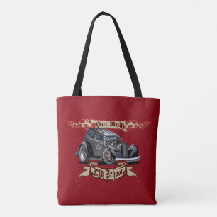 Cartoon hot rod tote bag
