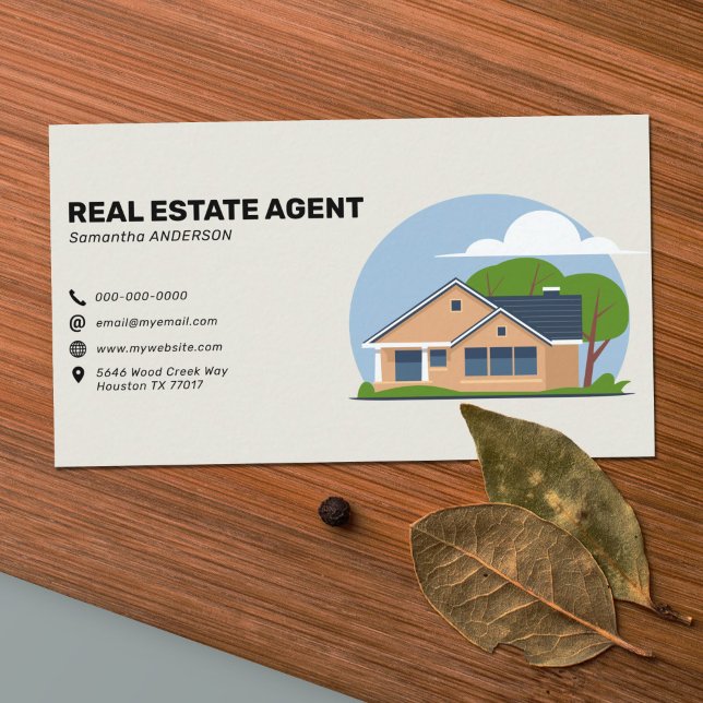 Cartoon House & Icons - Real Estate Agent Business Card (Cartoon House & Icons - Real Estate Agent Business Card)