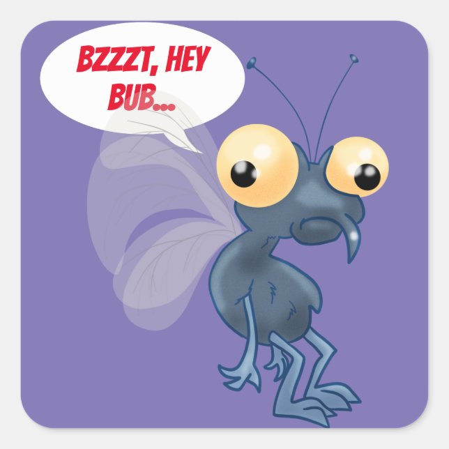 Cartoon Housefly Square Sticker (Front)