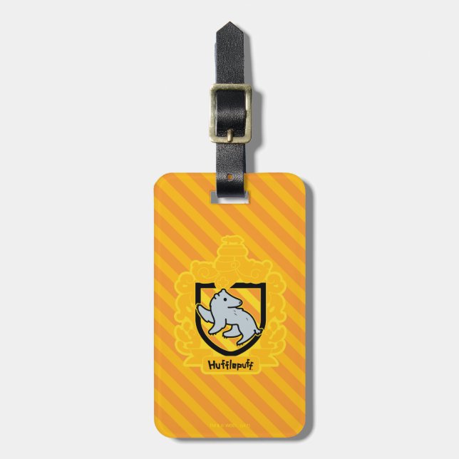 Cartoon Hufflepuff Crest Luggage Tag (Front Vertical)