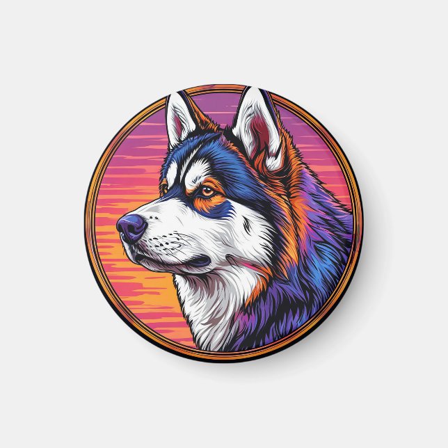 Cartoon Husky Dog Magnet (Front)