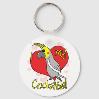 Cartoon I Love my Cockatiel Keychain