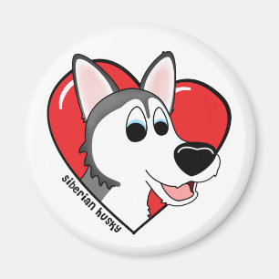 Cartoon I Love my Siberian Husky Magnet