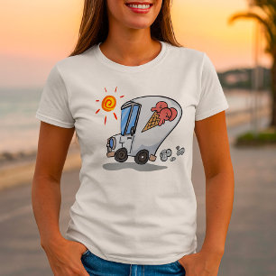 Cartoon Ice Cream Truck Fun Summer Dessert T-Shirt
