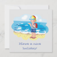 Cartoon illustration - Boy on the beach