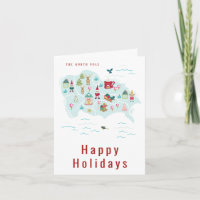 Cartoon Illustration North Pole Christmas Village