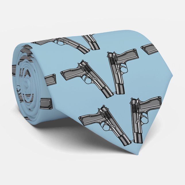 Cartoon Illustration Of A Modern Pistol Tie (Rolled)