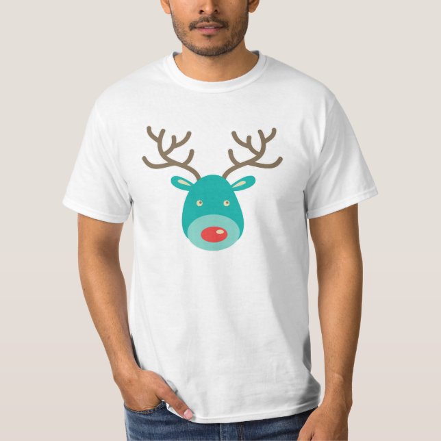 Cartoon Illustration Rudolf  Reindeer T-Shirt (Front)