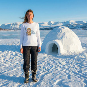 Cartoon Inuit Eskimo with Spear and Igloo T-Shirt