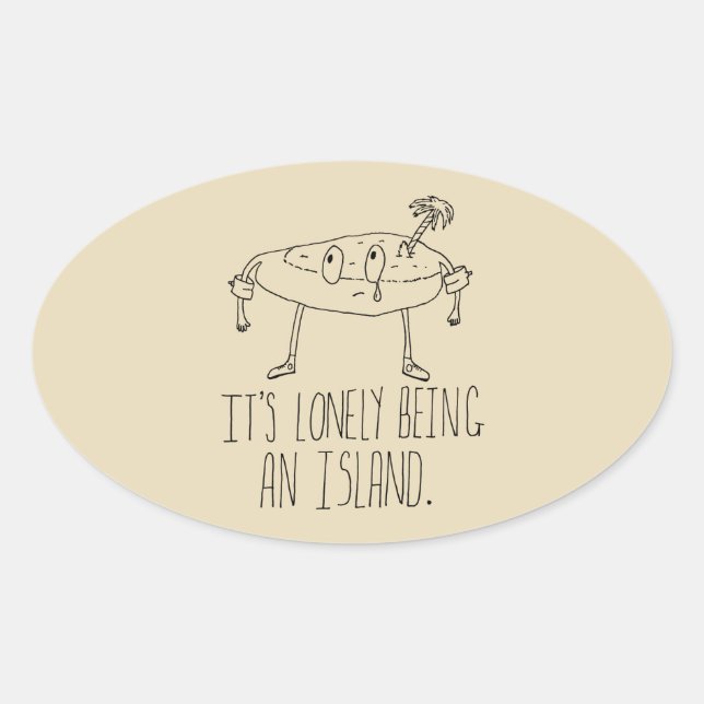 Cartoon Island Oval Sticker (Front)