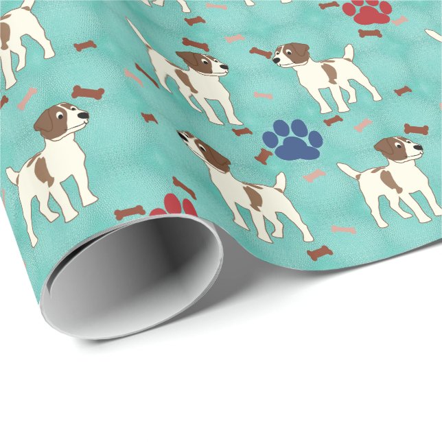 Cartoon Jack Russell Terrier Wrapping Paper (Roll Corner)
