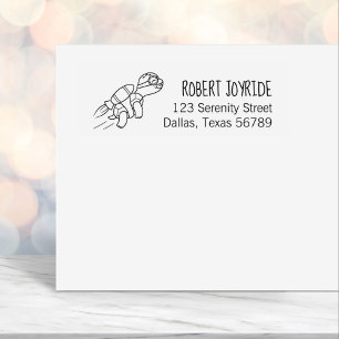 Cartoon Jetpack Turtle Address Self-inking Stamp