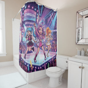 Cartoon JPop Girl Group Shower Curtain