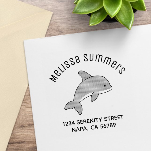 Cartoon Jumping Dolphin Address Rubber Stamp (Creator Uploaded)