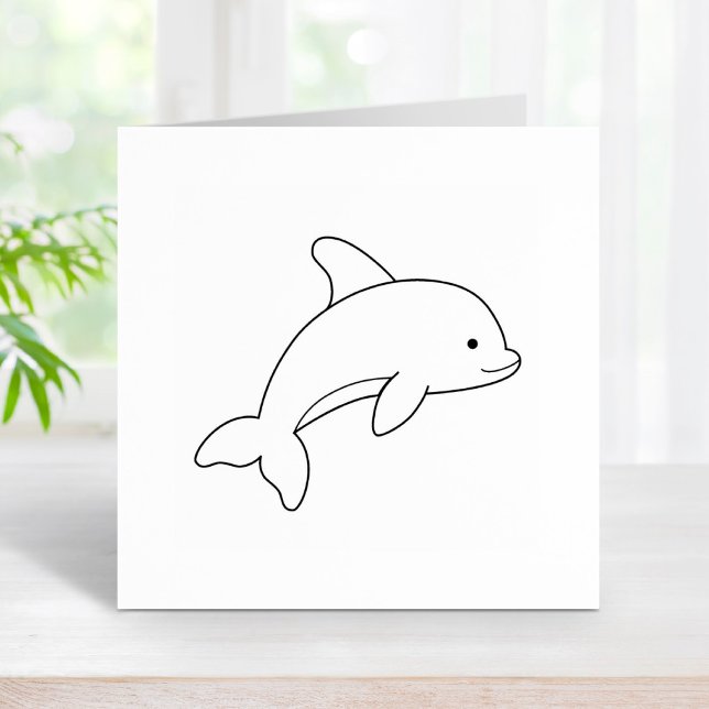 Cartoon Jumping Dolphin Colour Me Rubber Stamp (Creator Uploaded)