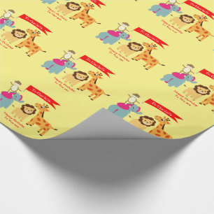Cartoon Jungle Animals Happy Birthday Personalised Wrapping Paper