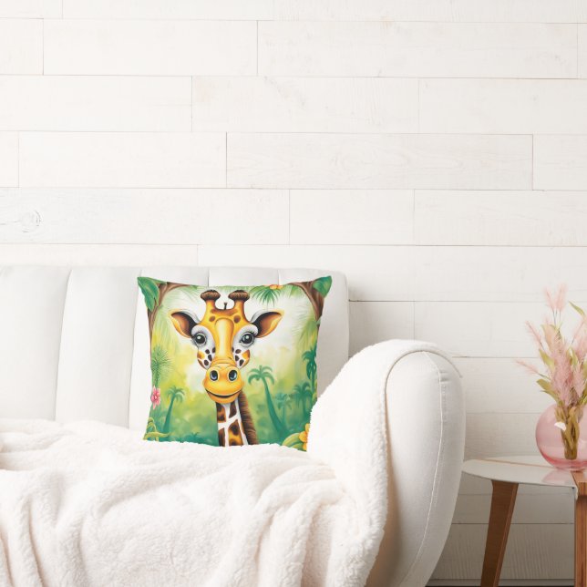 Cartoon Jungle Giraffe Cushion (Couch)