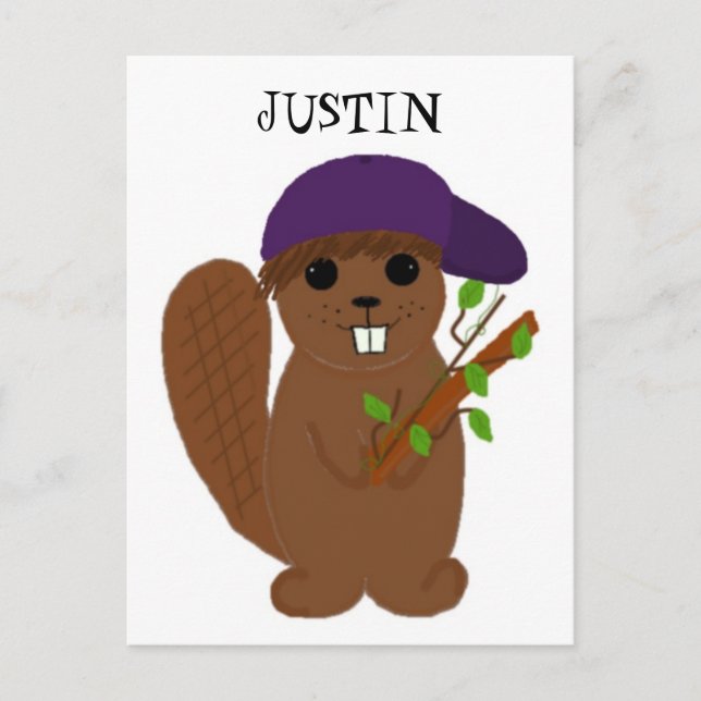 Cartoon Justin Beaver Postcard (Front)