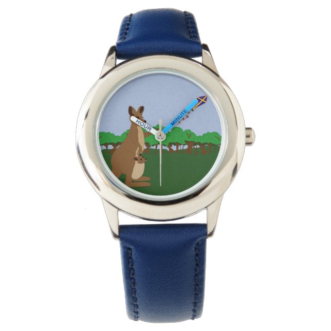 Cartoon Kangaroos Flying a Kite Watch (Front)
