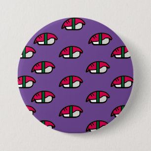 Cartoon Kawaii Sushi, Fish Rice & Seaweed Button