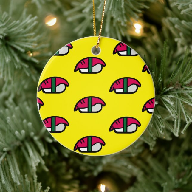 Cartoon Kawaii Sushi, Fish Rice & Seaweed Ceramic  Tree Decoration (Tree)