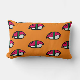 Cartoon Kawaii Sushi, Fish Rice & Seaweed Lumbar Cushion