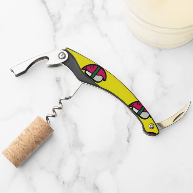 Cartoon Kawaii Sushi, Fish Rice & Seaweed Waiter's Corkscrew (Front)