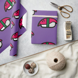 Cartoon Kawaii Sushi, Fish Rice & Seaweed Wrapping Paper