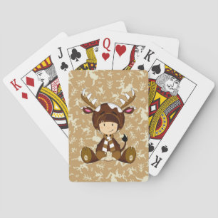 Cartoon Kid in Reindeer Costume Playing Cards