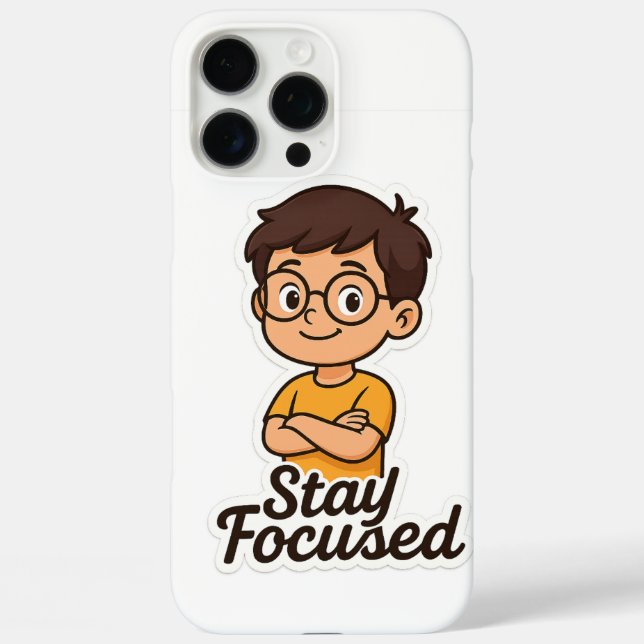 Cartoon Kid Sticker with Glasses – "Stay Focused Case-Mate iPhone Case (Back)