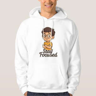 Cartoon Kid Sticker with Glasses – "Stay Focused Hoodie