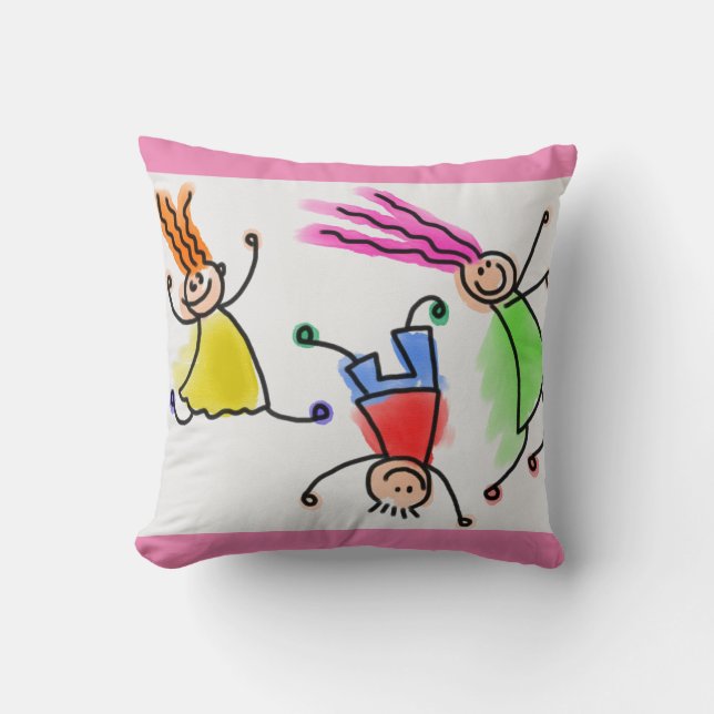 Cartoon kids throw pillow. cushion (Front)