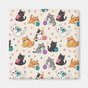 Cartoon Kittens with yarn Magnet