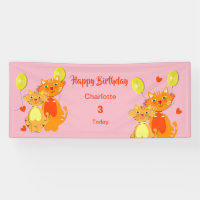 Cartoon Kitty Cat Kids Happy Birthday Personalised