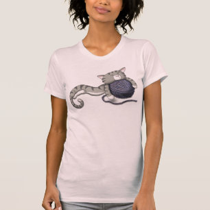 Cartoon Kitty with ball of yarn T-Shirt