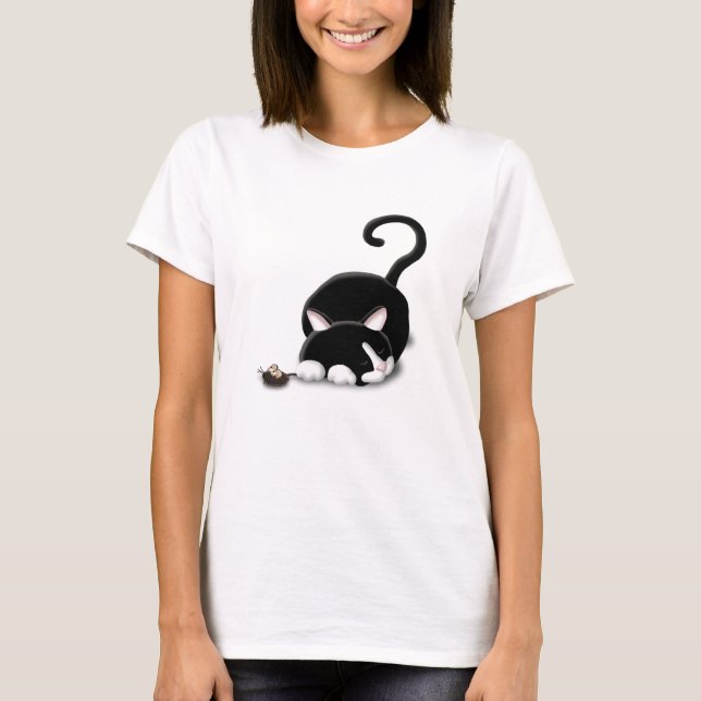 Cartoon Kitty with toy mouse T-Shirt (Front)