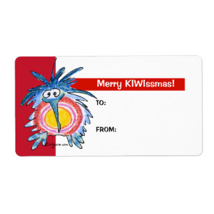 Cartoon Kiwi Bird 4 Christmas Gift Tag Labels