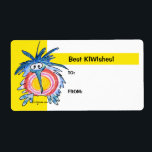 Cartoon Kiwi Bird 4b Yellow Gift Tag Labels<br><div class="desc">Here are some fun Christmas gift tags to decorate your presents with a fun cute baby kiwi bird all decked out in brightly coloured holiday feathers. You can change the "Best KIWIshes" text to your own saying, "Have aviary Happy Birthday, Holiday KIWIshes, or Congratulations " Hit the customise it button...</div>
