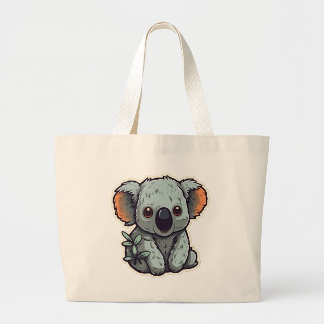 CARTOON KOALA BEAR LARGE TOTE BAG (Front)